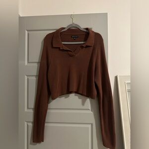 PacSun cropped chocolate brown sweater